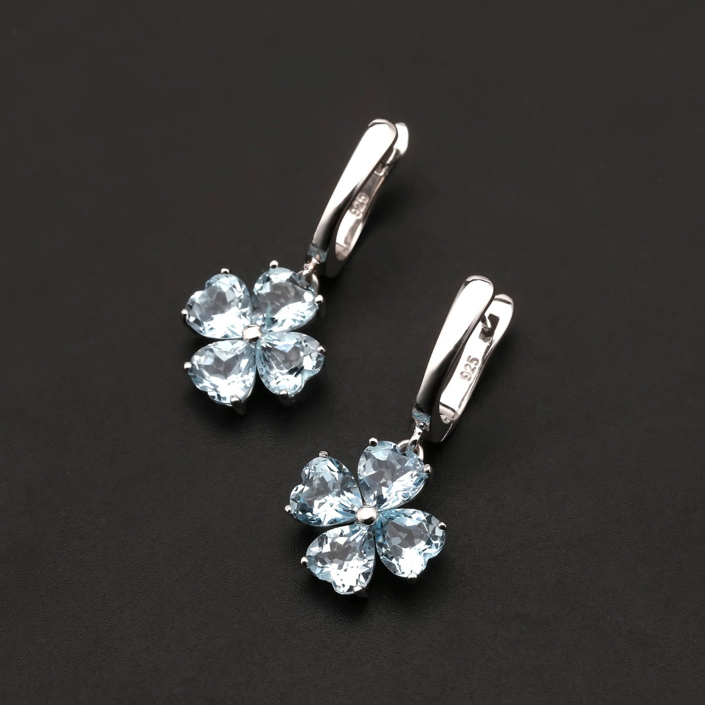 Clover Heart Blue Topaz Earrings (Leadtime of 5 weeks)