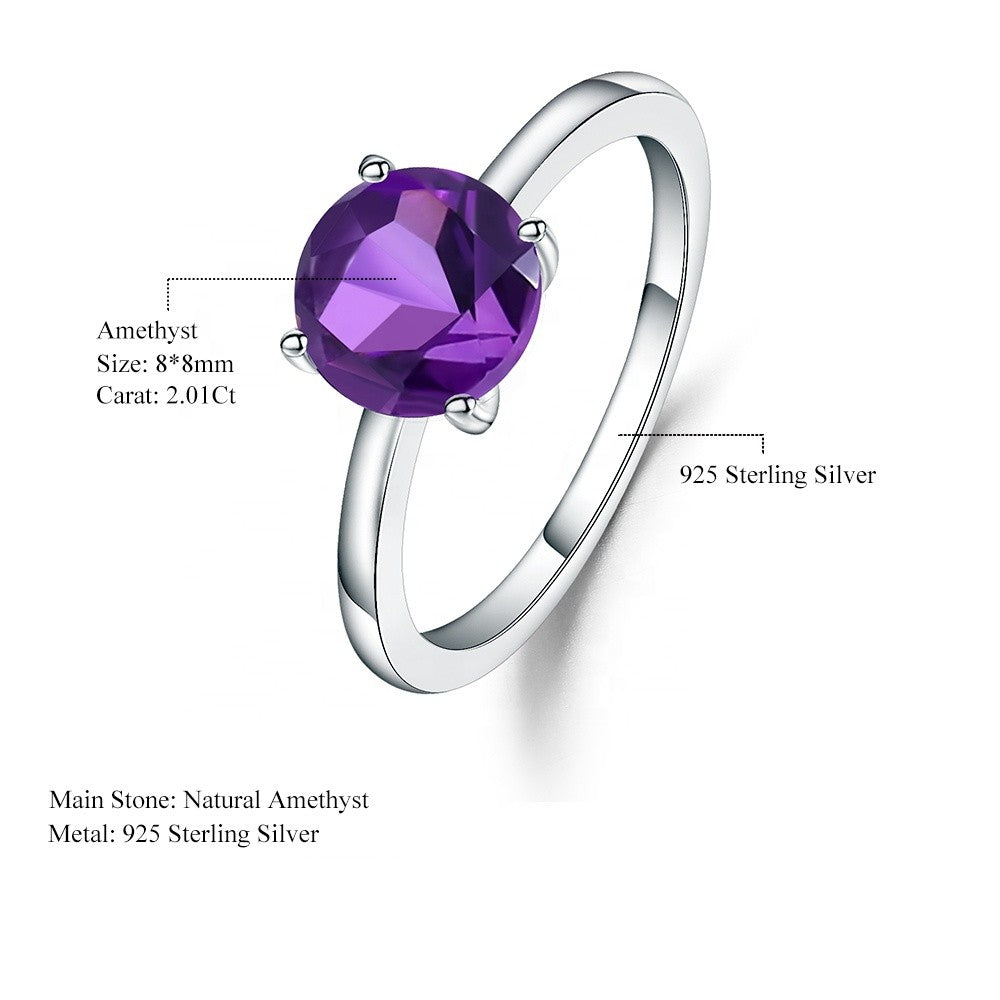 Classic 4 Claw Amethyst Solitaire Ring