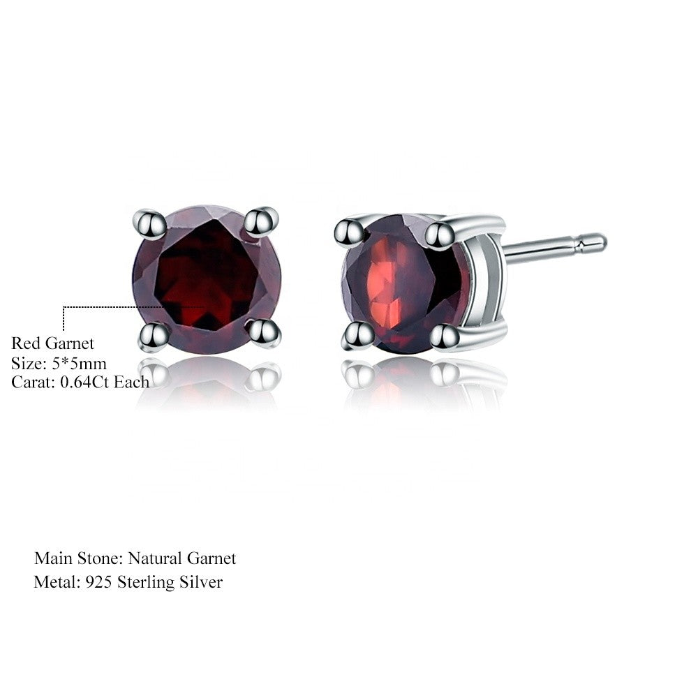 Garnet 4 Claw Stud Earrings - Gems and Stuff Semi-Precious gemstones, Free Shipping Fine Jewellery Sterling Silver 925