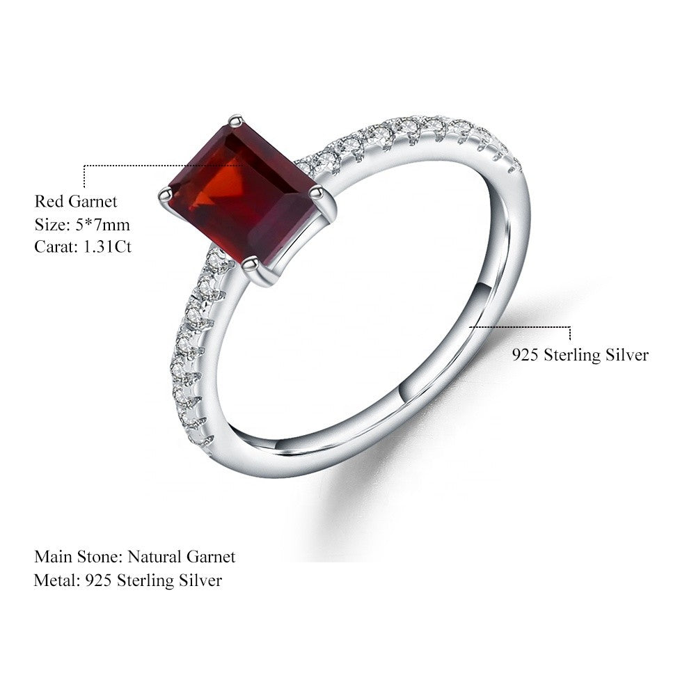 Exquisite Garnet Ring - Emerald Cut