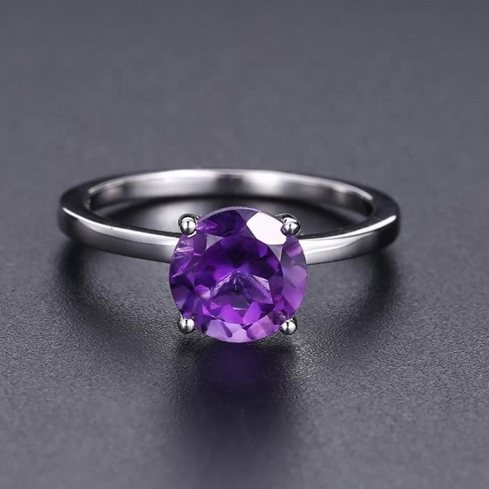 Classic 4 Claw Amethyst Solitaire Ring