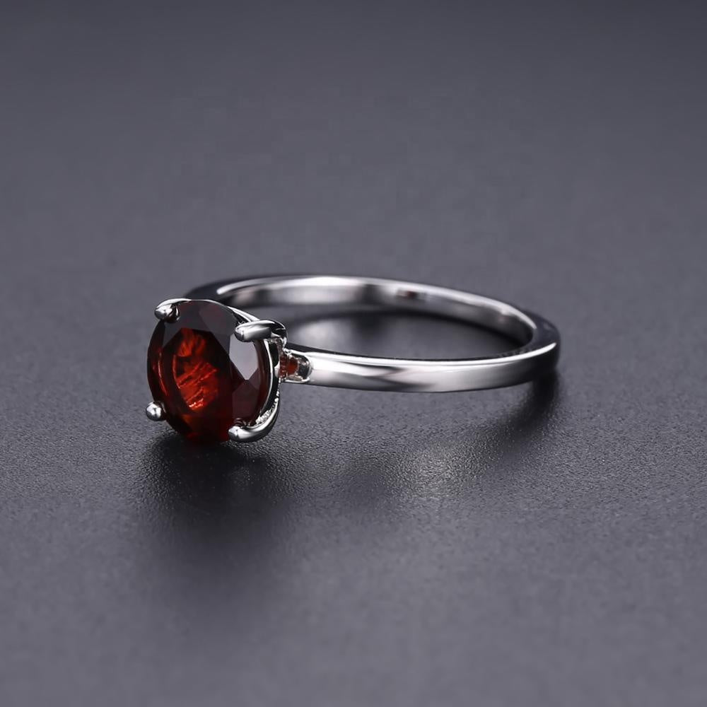 Classic 4 Claw Garnet Solitaire Ring