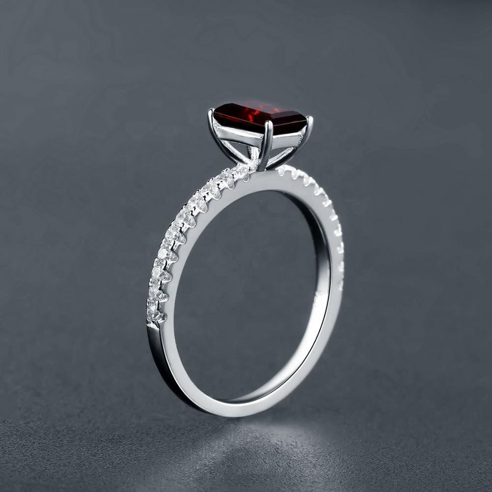 Exquisite Garnet Ring - Emerald Cut