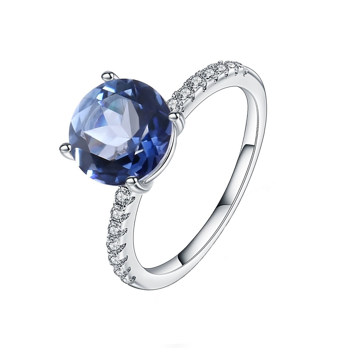 Exquisite Mystic Quartz Ring - Round Brilliant Cut