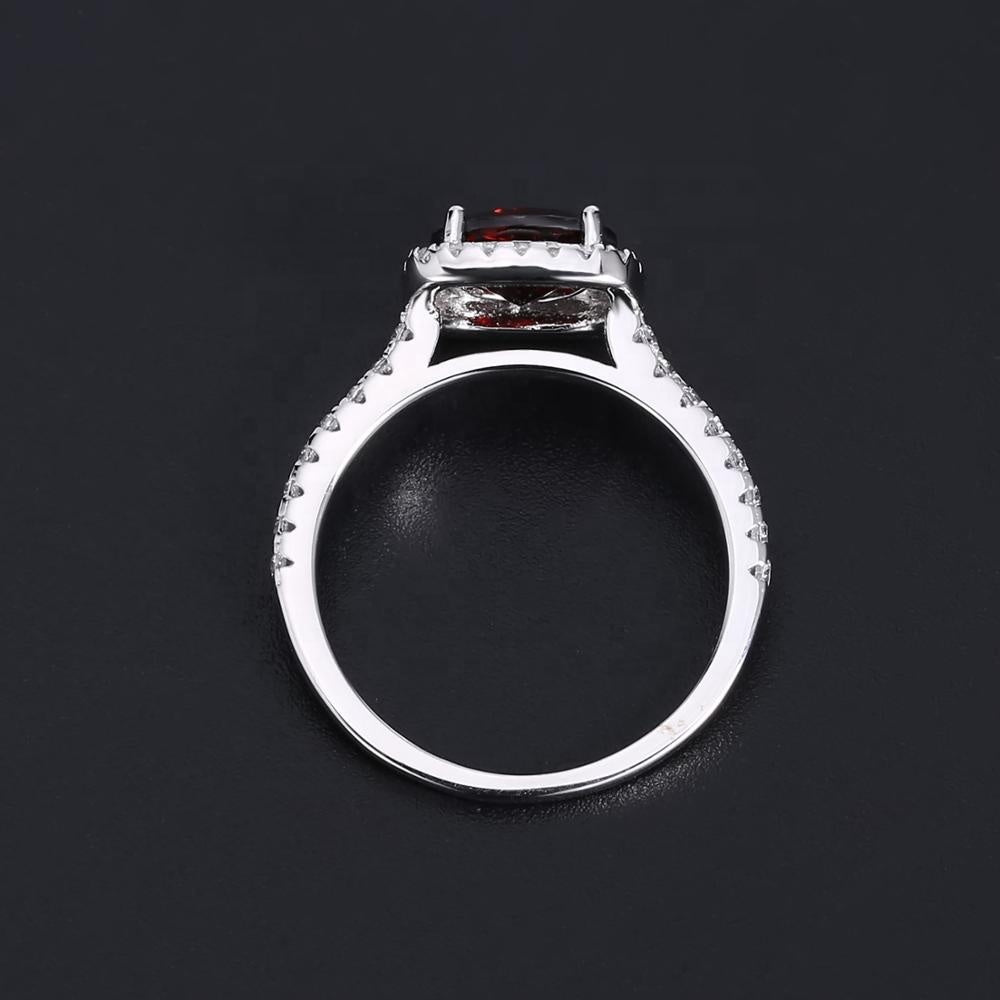 Classic Garnet Halo Ring - Round Brilliant