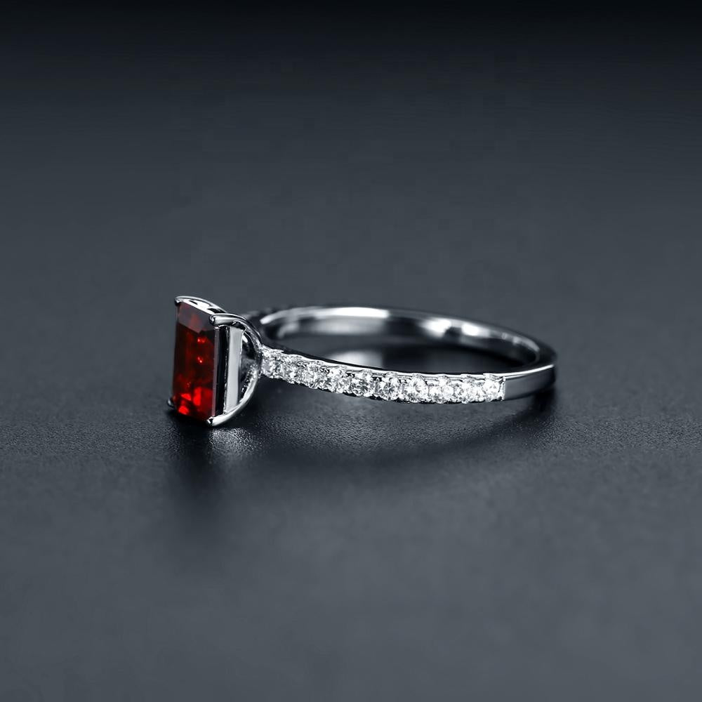 Exquisite Garnet Ring - Emerald Cut