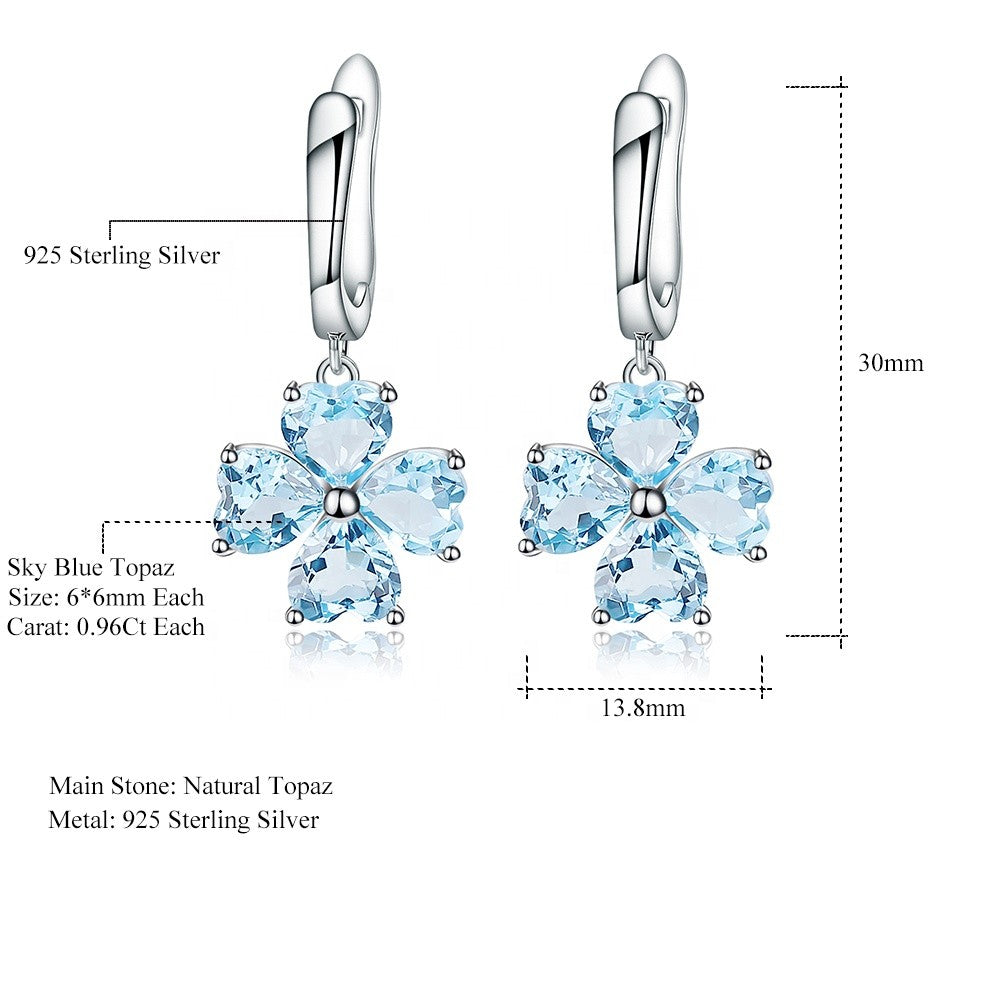 Clover Heart Blue Topaz Earrings (Leadtime of 5 weeks)