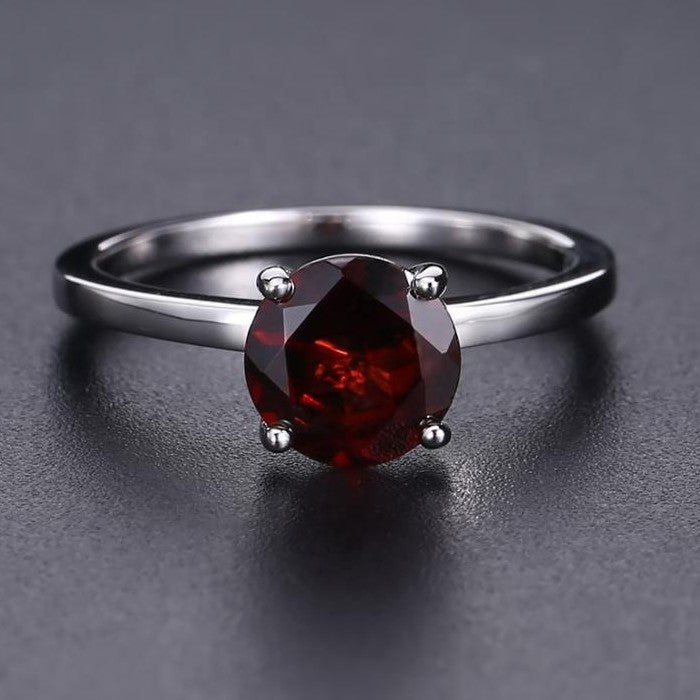Classic 4 Claw Garnet Solitaire Ring