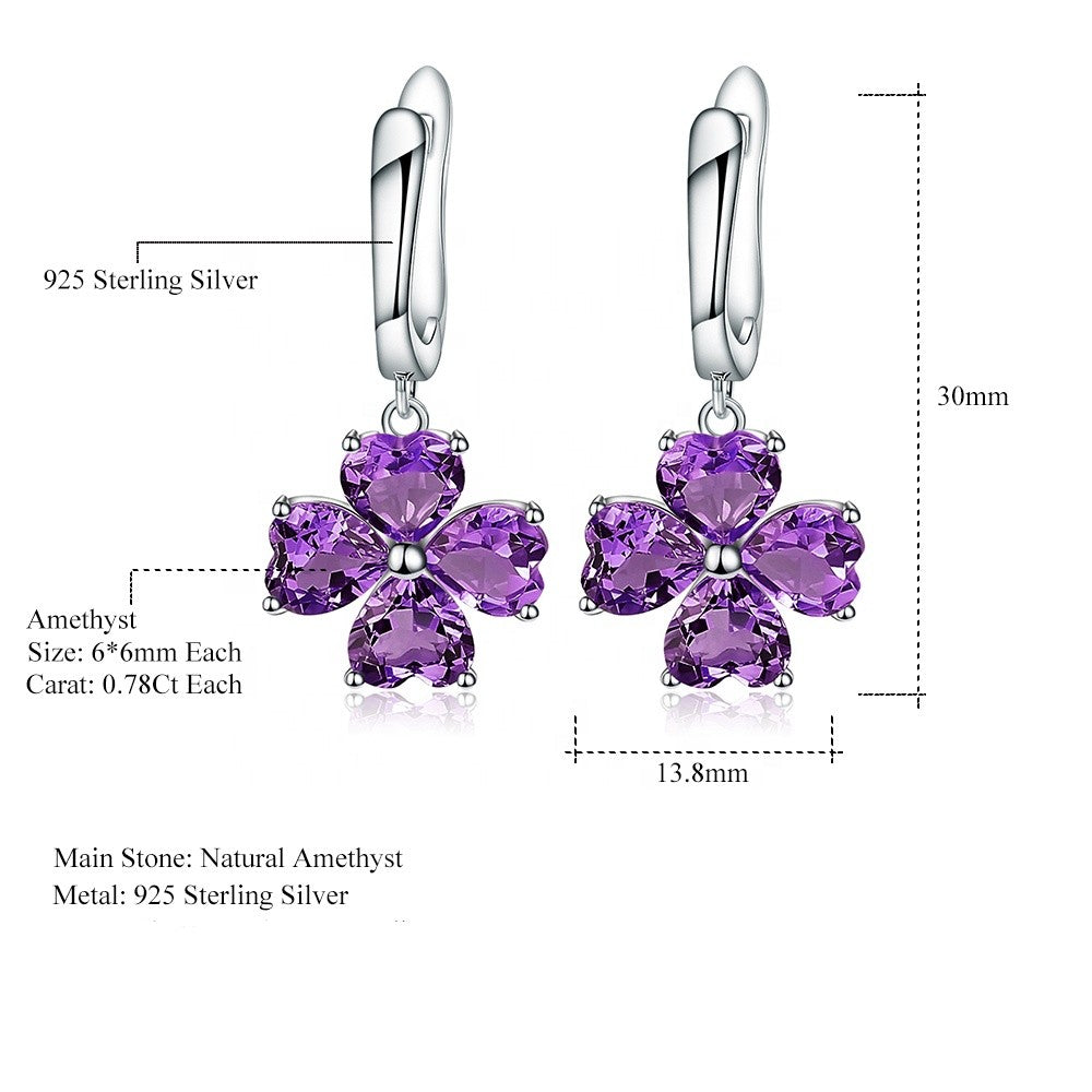 Clover Heart Amethyst Earrings (Leadtime of 5 weeks)