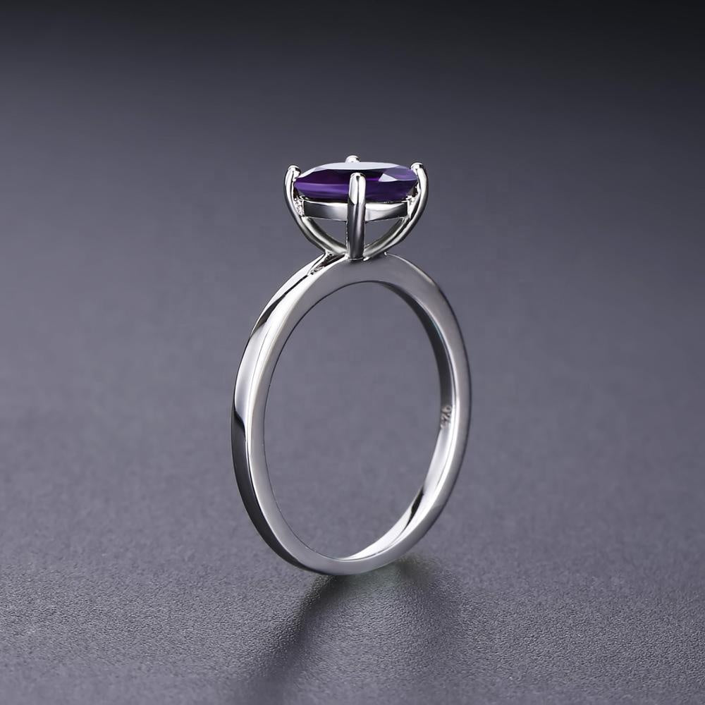 Classic 4 Claw Amethyst Solitaire Ring