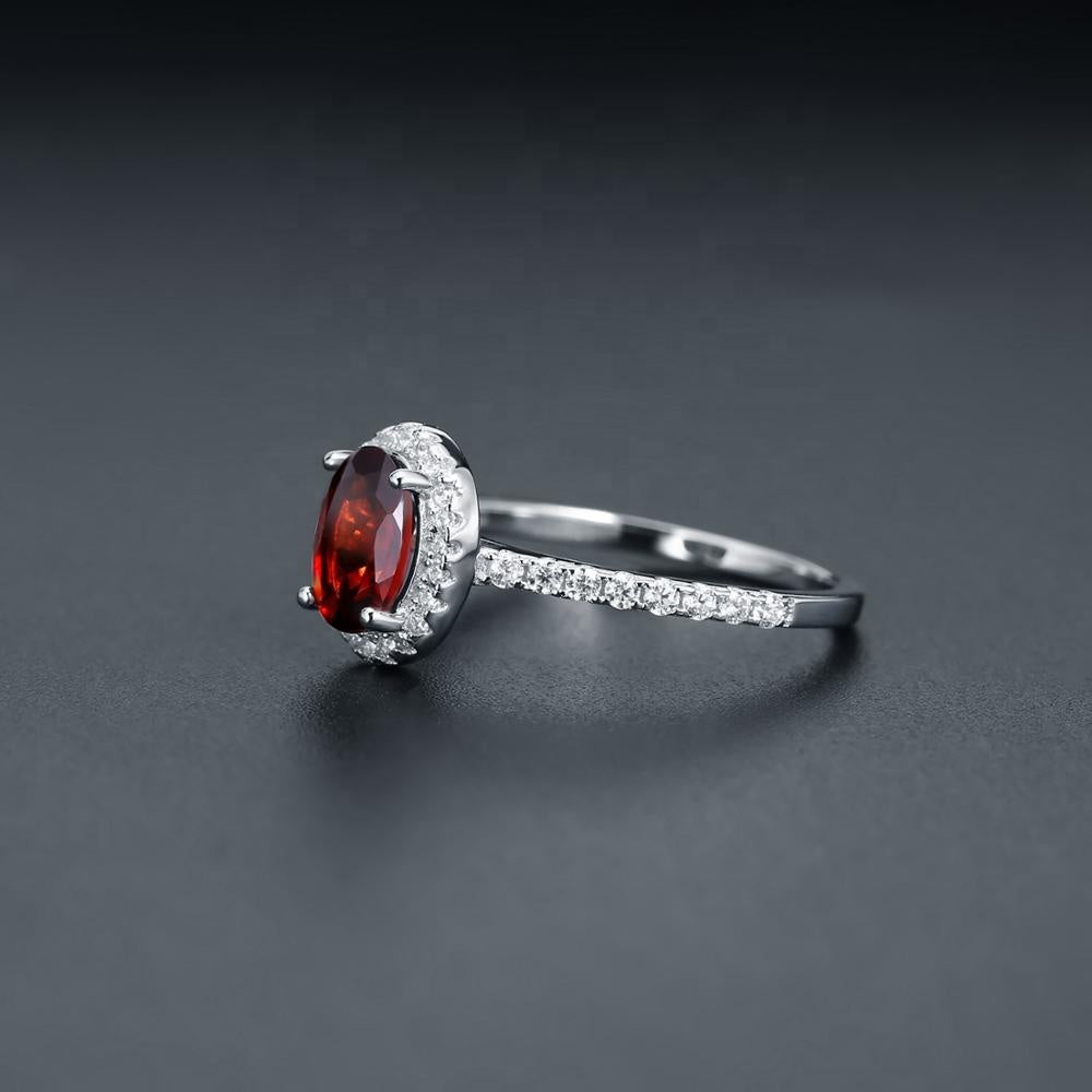 Classic Garnet Halo Ring - Oval Cut