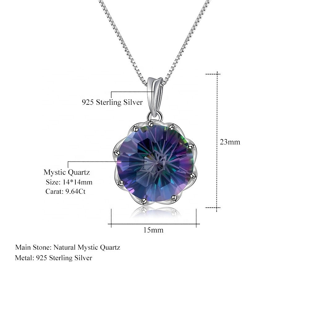 Luxury Mystic Quartz Pendant - Round Brilliant Cut