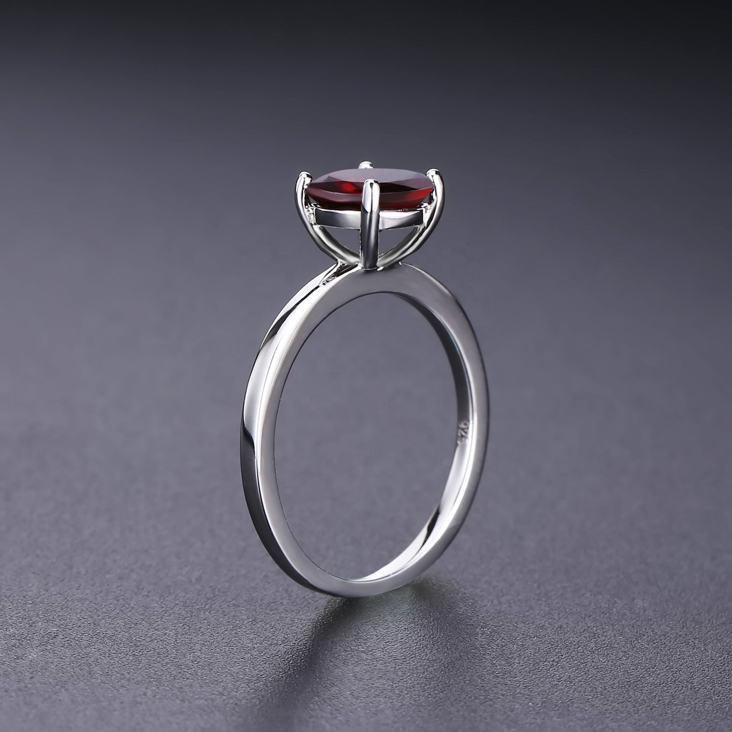 Classic 4 Claw Garnet Solitaire Ring