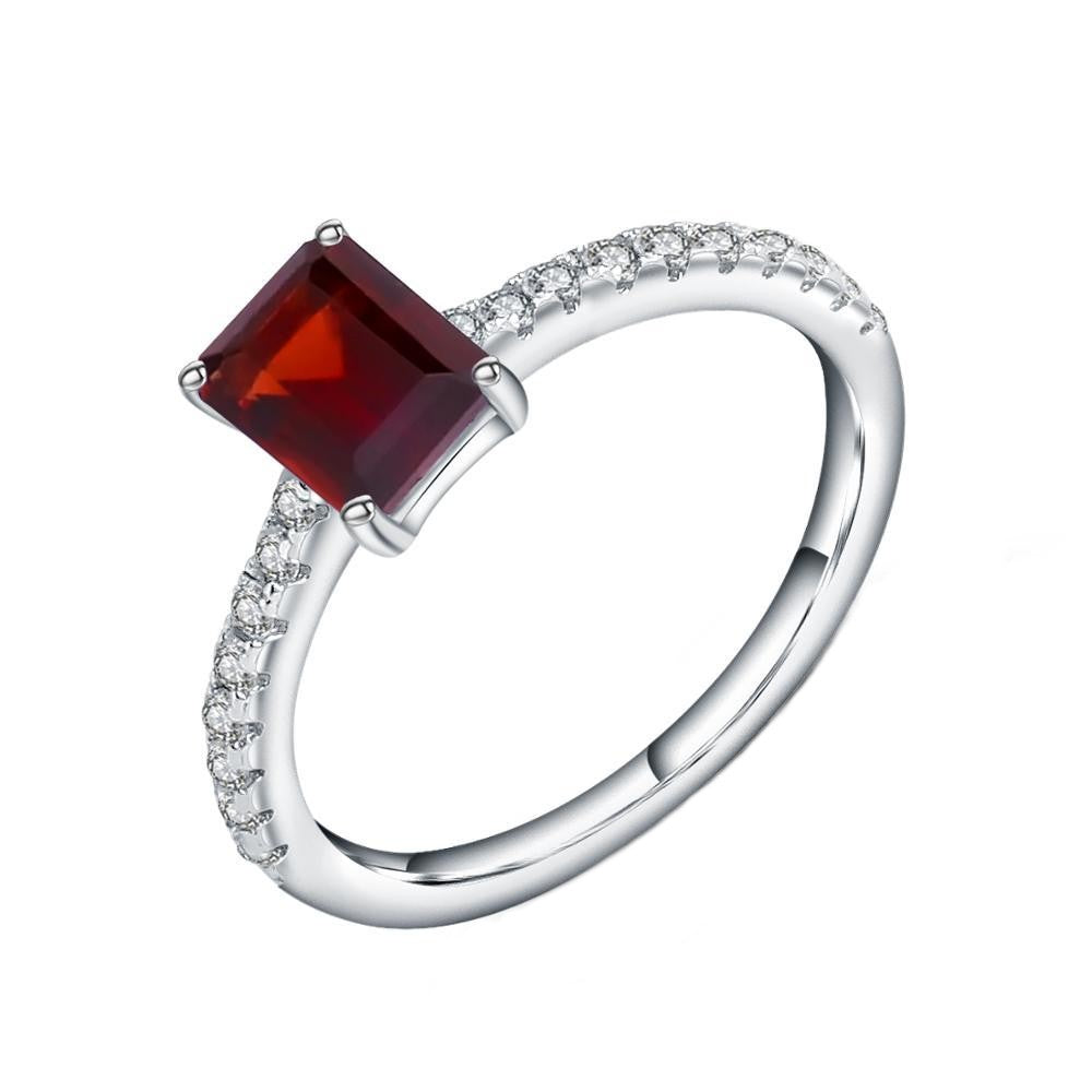 Exquisite Garnet Ring - Emerald Cut