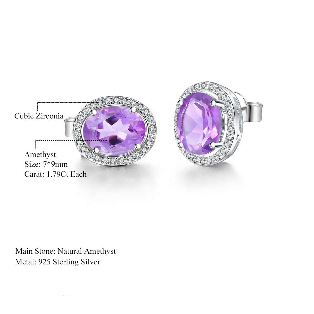 Amethyst Halo Earrings - Oval Cut (leadtime of 5-weeks)