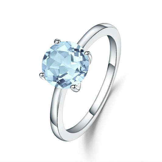 Classic 4 Claw Blue Topaz Solitaire Ring