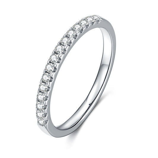 Classic Moissanite Wedding Band Set in Sterling Silver