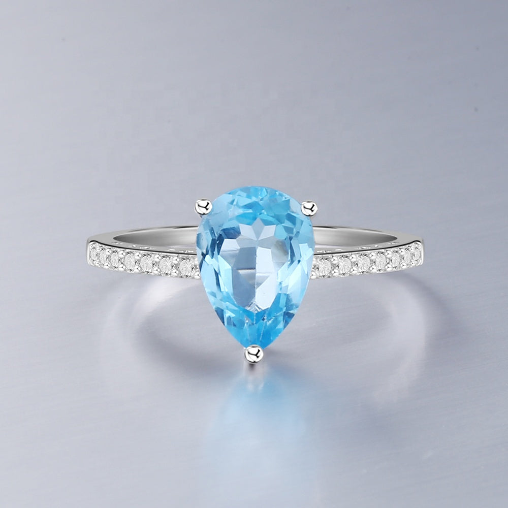 Moon & Stars Blue Topaz Ring - G&S Exclusive Design