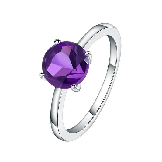 Classic 4 Claw Amethyst Solitaire Ring