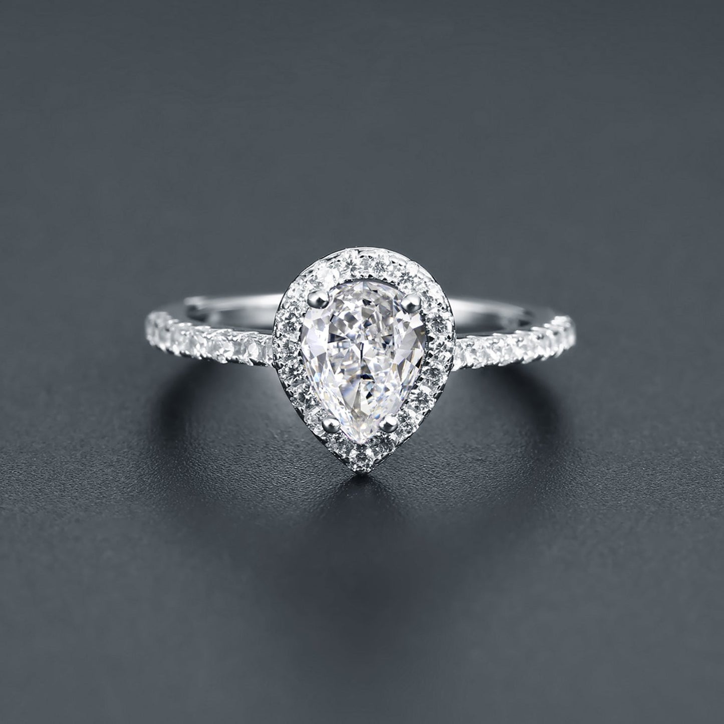 Pear Shape Halo 1.25ct Moissanite Engagement Ring Set in 9ct White Gold