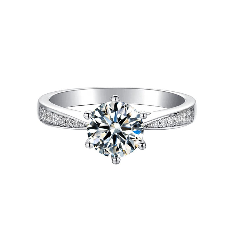 Tapered Pave 1.00ct Moissanite Engagement Ring Set in 9ct White Gold