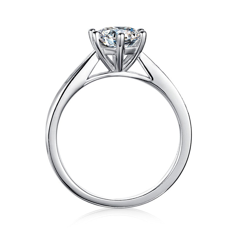 Tapered Pave 1.00ct Moissanite Engagement Ring Set in 9ct White Gold