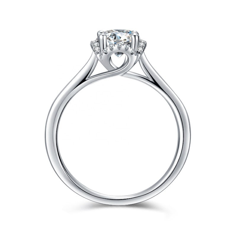 A sophisticated and stylish design featuring a 1.00ct moissanite with a sleek, modern halo.