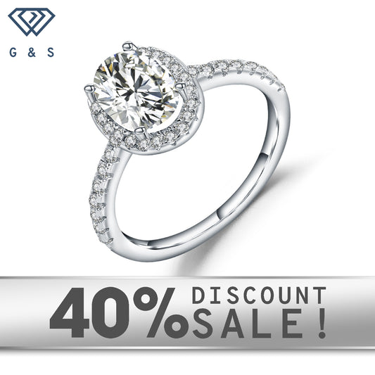 Oval Cut Halo 1.00ct Moissanite Engagement Ring Set in 9ct White Gold