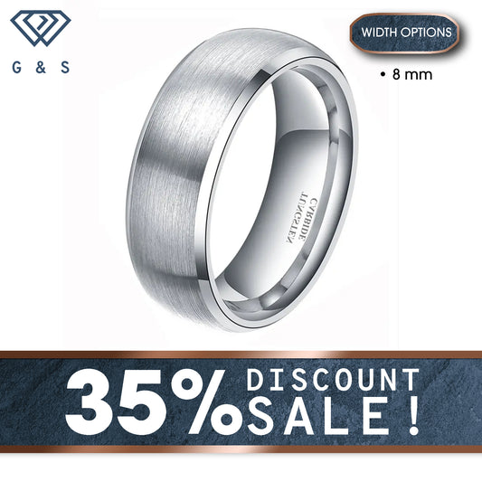 Silver Brushed Dome Shape Tungsten Carbide Ring