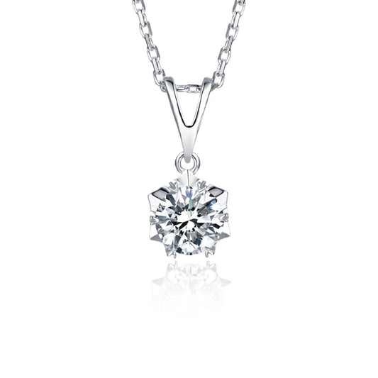 Snowflake 6 Claw 1.00ct Moissanite Pendant Set in Sterling Silver
