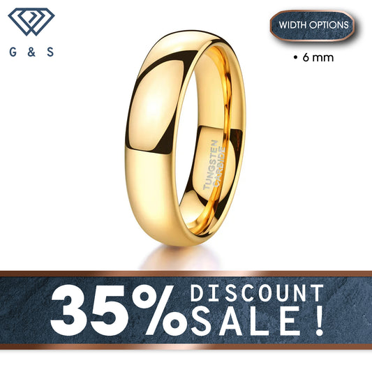 Yellow Gold Polished Tungsten Carbide Ring