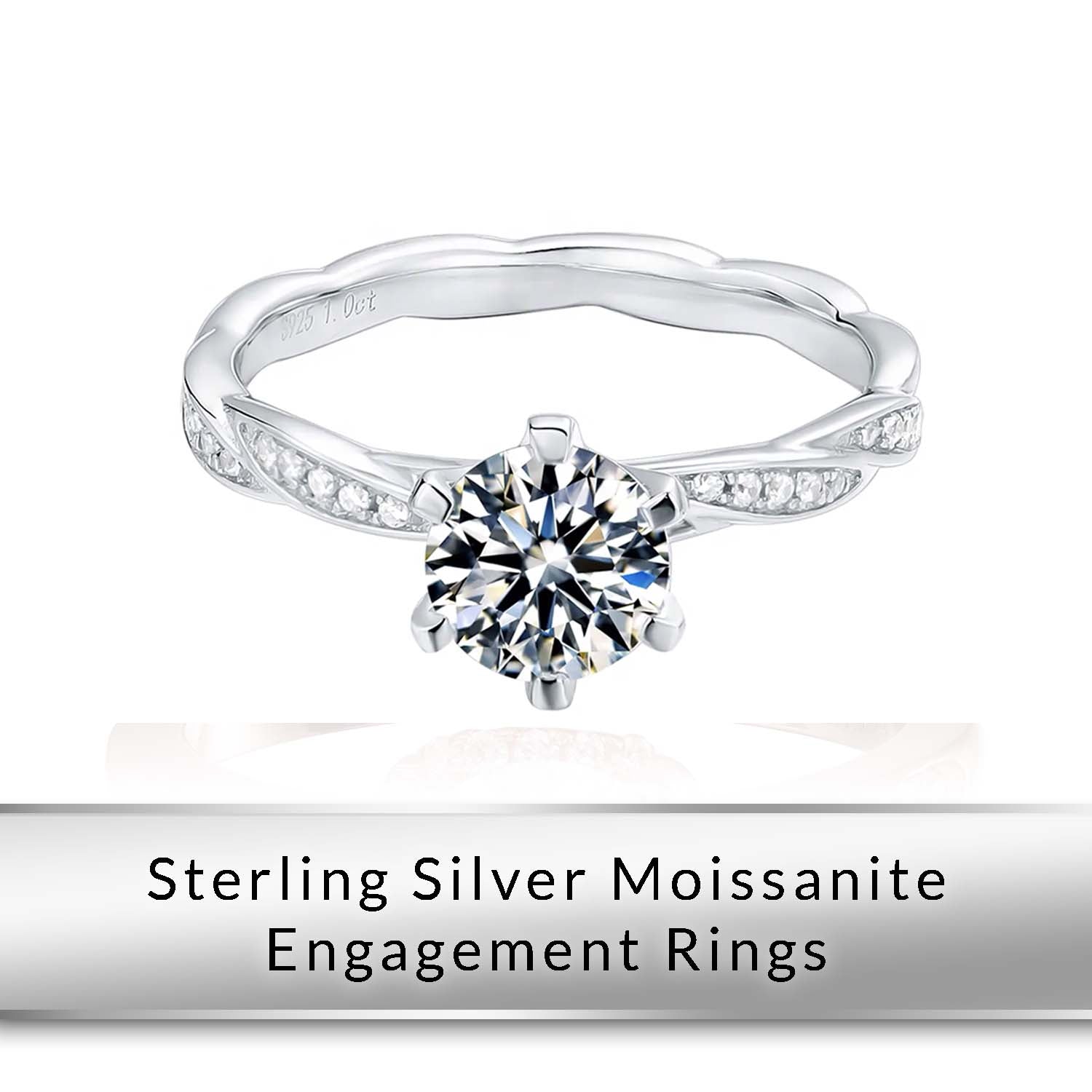 Moissanite Ring for Women Wedding Fine Sterling Sliver Engagement Rings main image 1