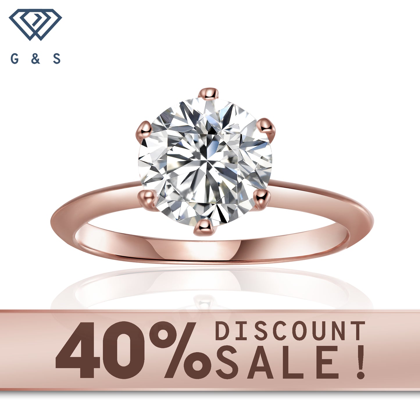 Solitaire Tiffany 6 Claw Setting 3.00ct Moissanite Engagement Ring Set 9ct Rose Gold