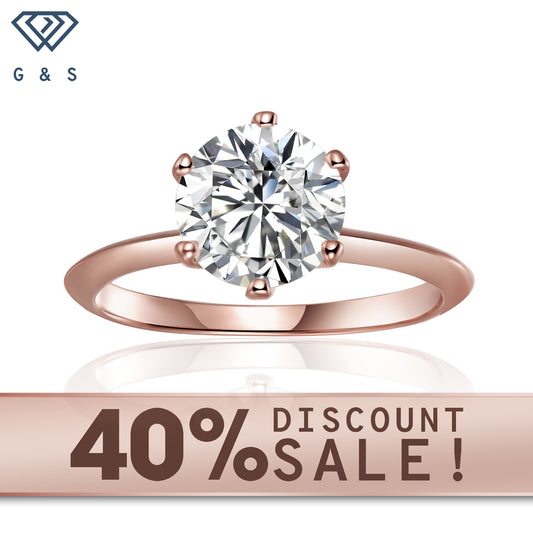 Solitaire Tiffany 6 Claw Setting 3.00ct Moissanite Engagement Ring Set 9ct Rose Gold