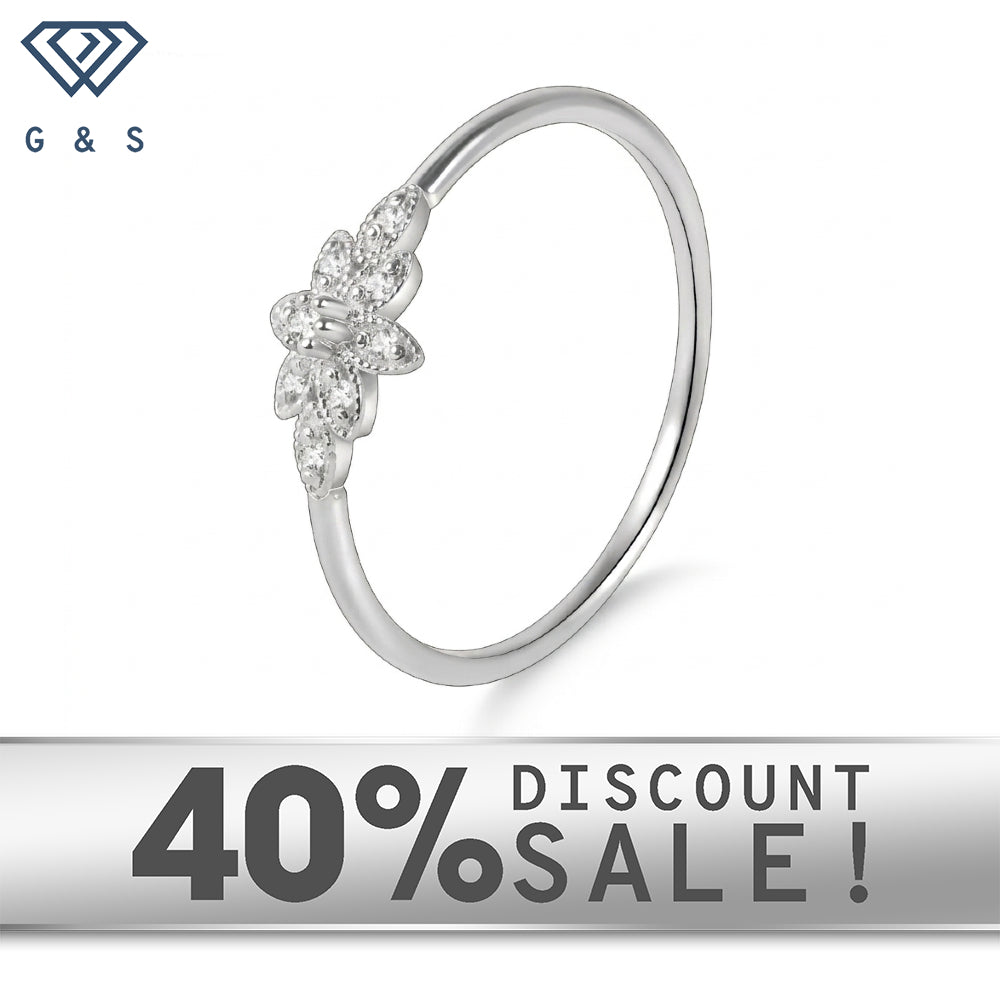 Petite Moissanite Floral Stacking Ring in Sterling Silver