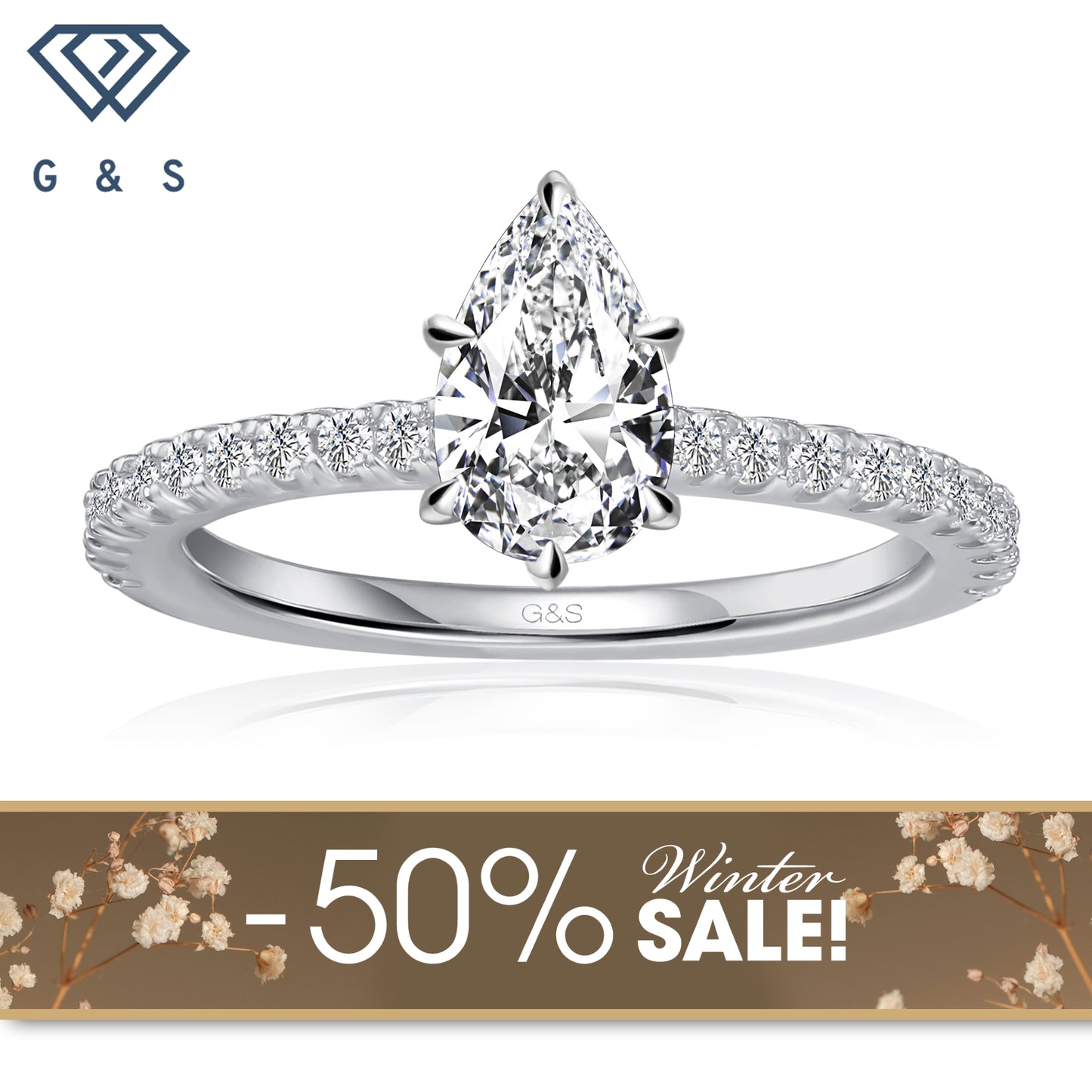 Hidden Elegance Pear Shape Moissanite Engagement Ring - Winter Sale