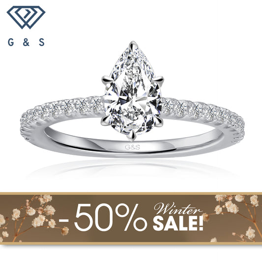 Hidden Elegance Pear Shape Moissanite Engagement Ring - Winter Sale