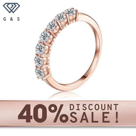 7-stone half eternity wedding band set in 9ct rose gold.