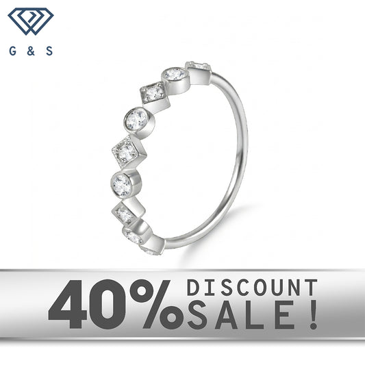 Alternating Round & Kite Bezel Stacking Ring