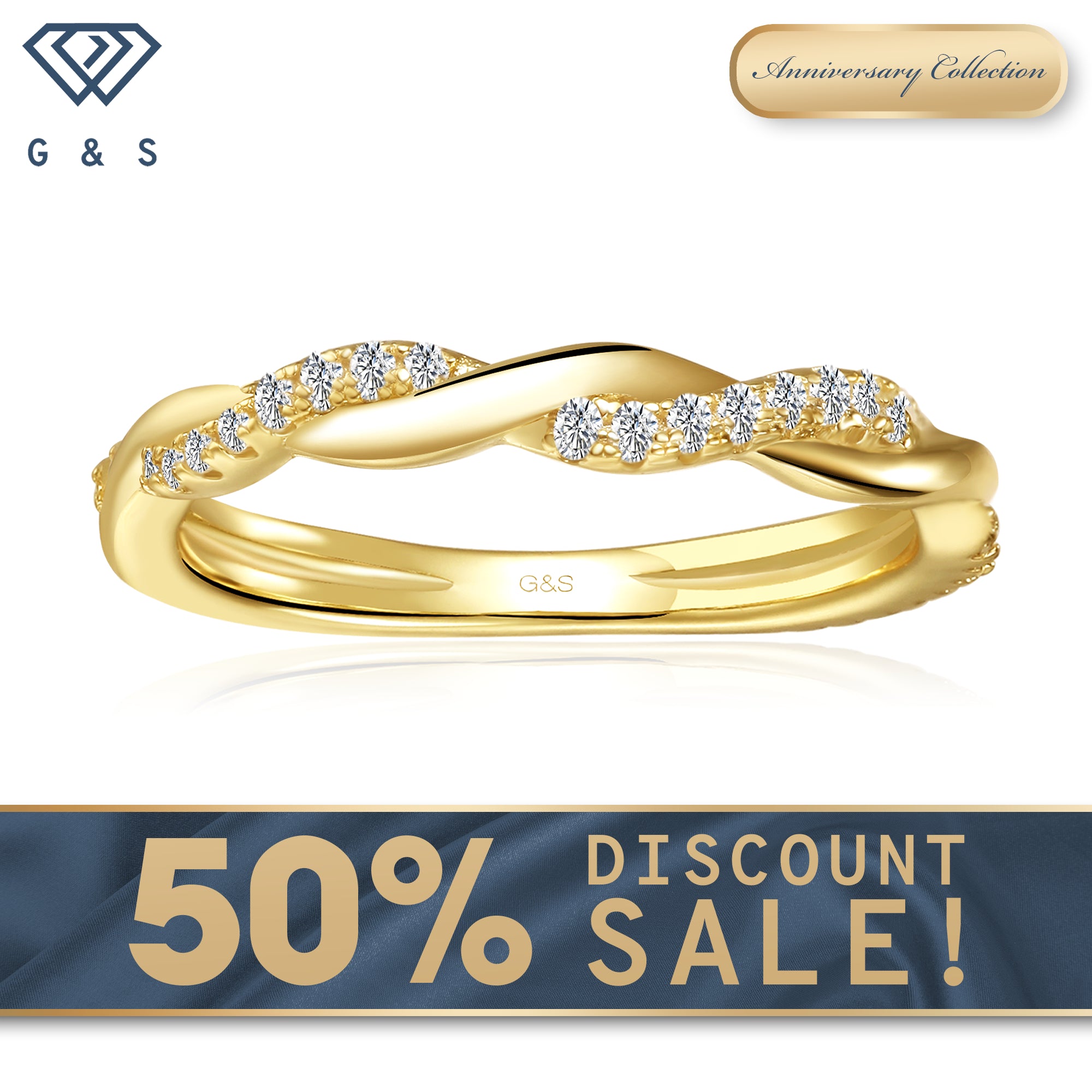 Infinity Timeless Timeless Infinity Moissanite Wedding Band - 18ct Yellow Gold Plated ...
