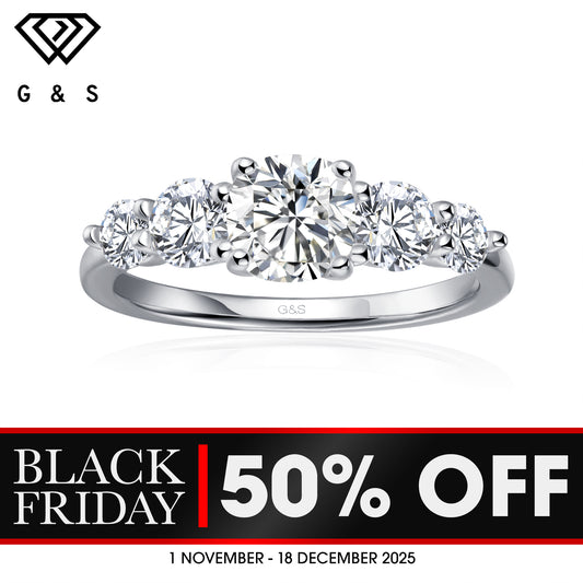 Eternal Brilliance Five-Stone Cushion Cut Moissanite Engagement Ring - BLACKFRIDAY