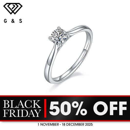 Classic 4 Claw Solitaire 0.50ct Moissanite Engagement Ring - BLACKFRIDAY