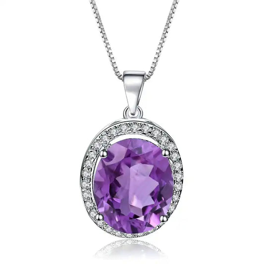 Classic Amethyst Halo Pendant