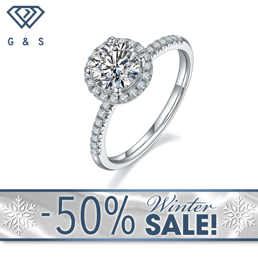 Classic Halo 1.00ct Moissanite Engagement Ring - Winter Sale