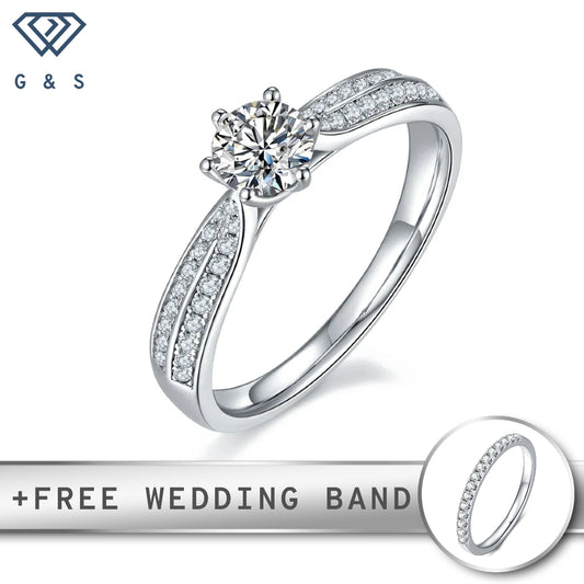 Classic Pave 0.50ct Moissanite Engagement Ring Set in Sterling Silver