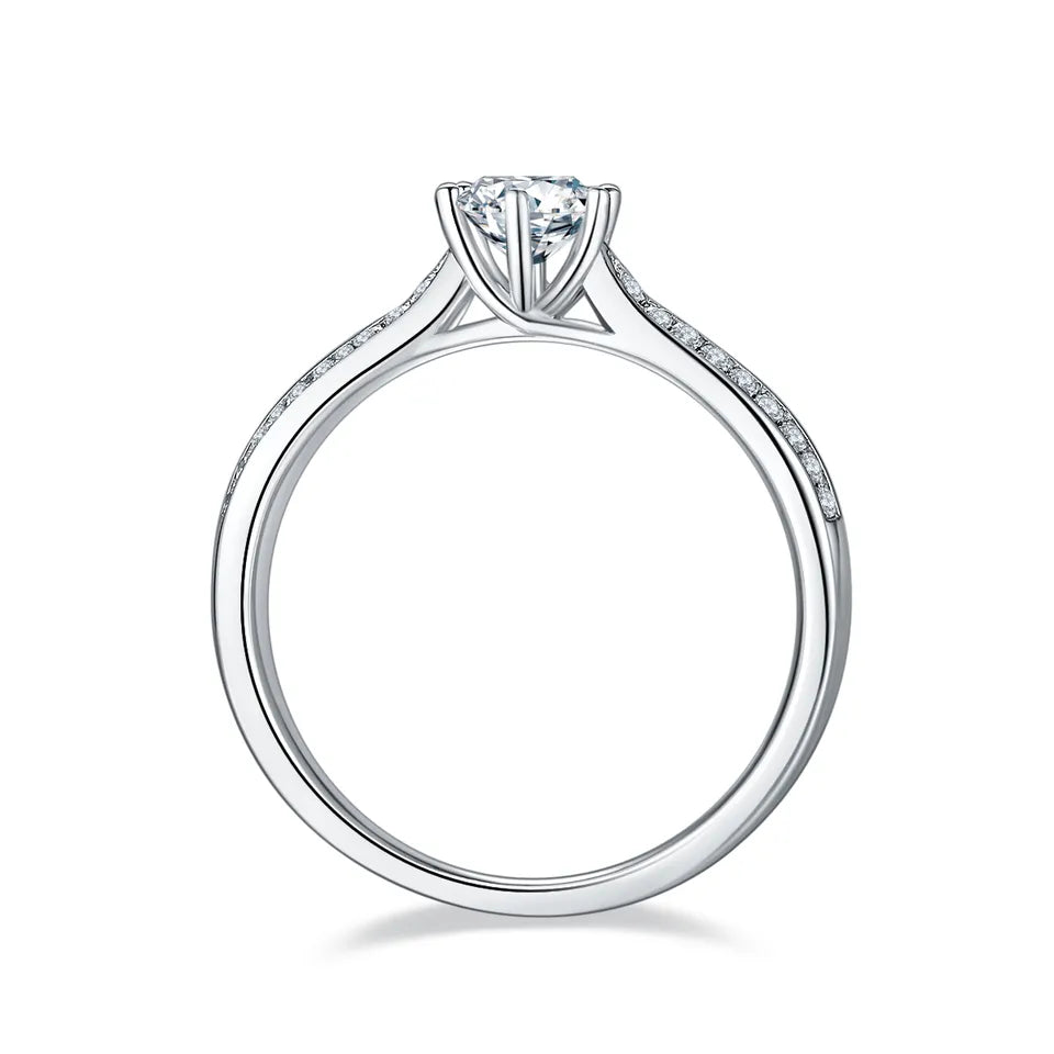 Classic Pave 0.50ct Moissanite Engagement Ring Set in Sterling Silver