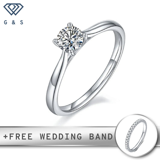 A timeless engagement ring featuring a 0.50ct moissanite held by four prongs.