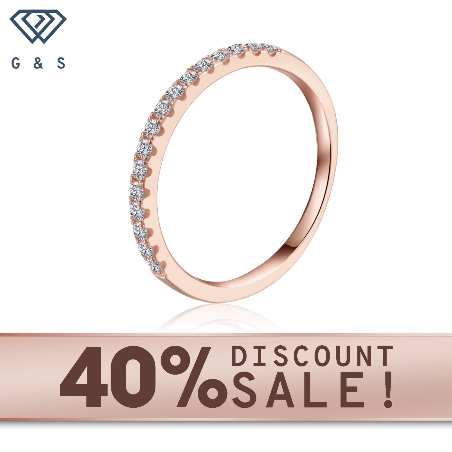 Classic moissanite wedding band set in 9ct rose gold.