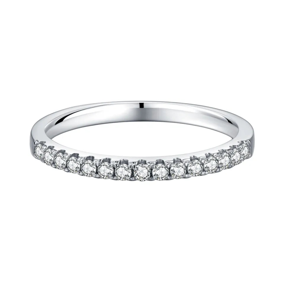 Beautiful and enduring wedding rings featuring classic designs and brilliant moissanites.