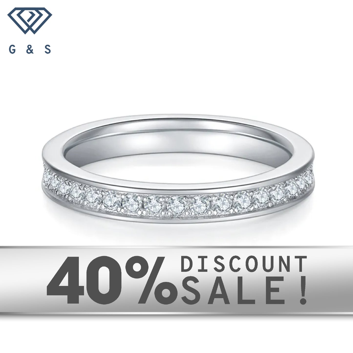 A timeless stacking ring featuring sparkling moissanites pavé-set around the entire band.